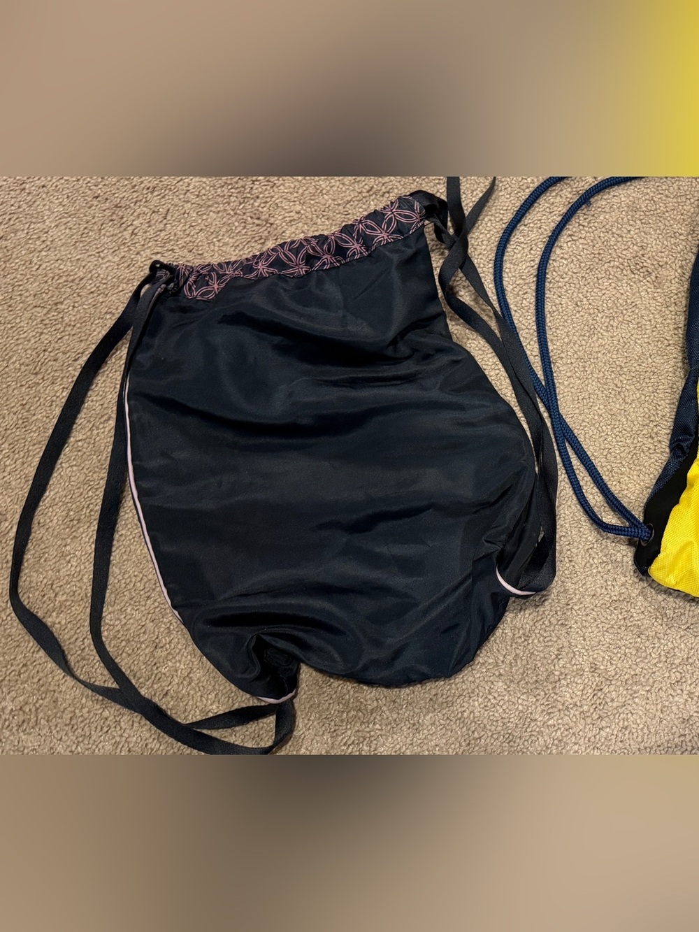 adidas Blue and Pink Geometric Drawstring Backpack - Picture 3 of 3